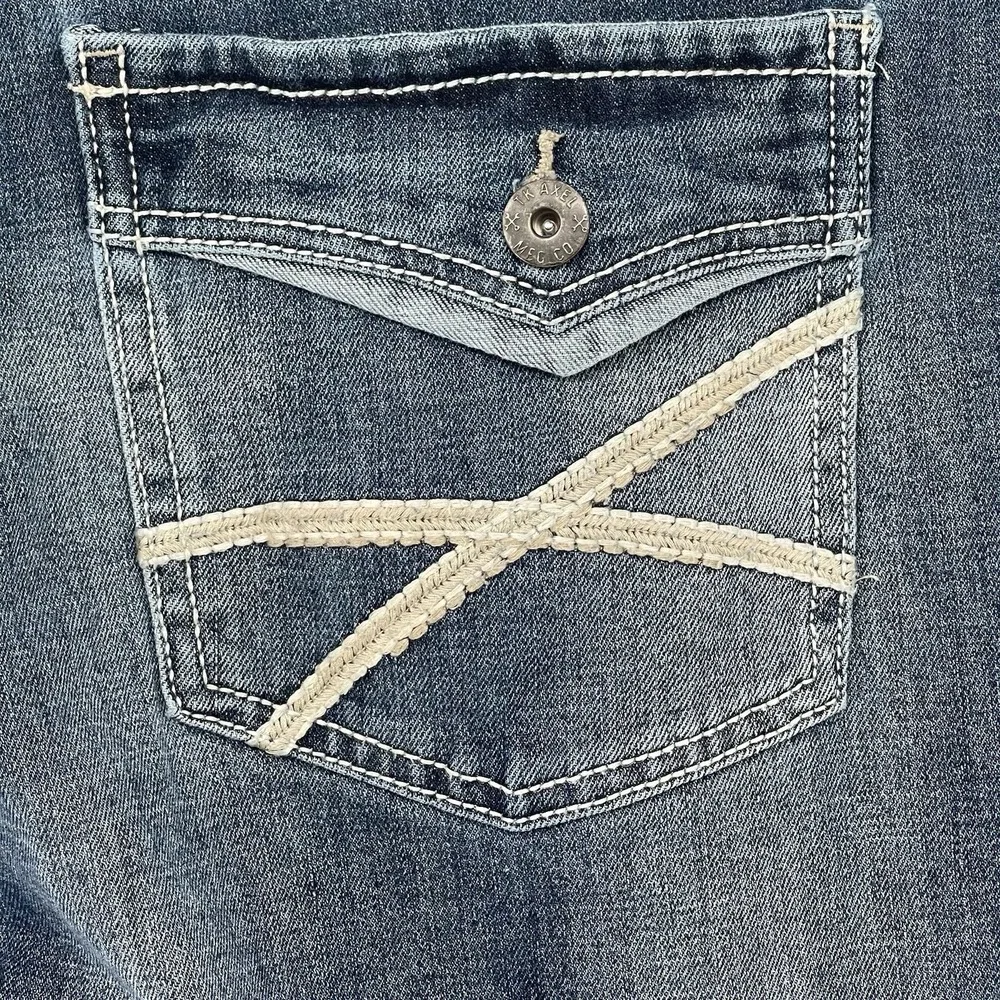 TK Axel Slim Bootcut Jeans Light Wash Distressed Blue Denim 38x32 Mens